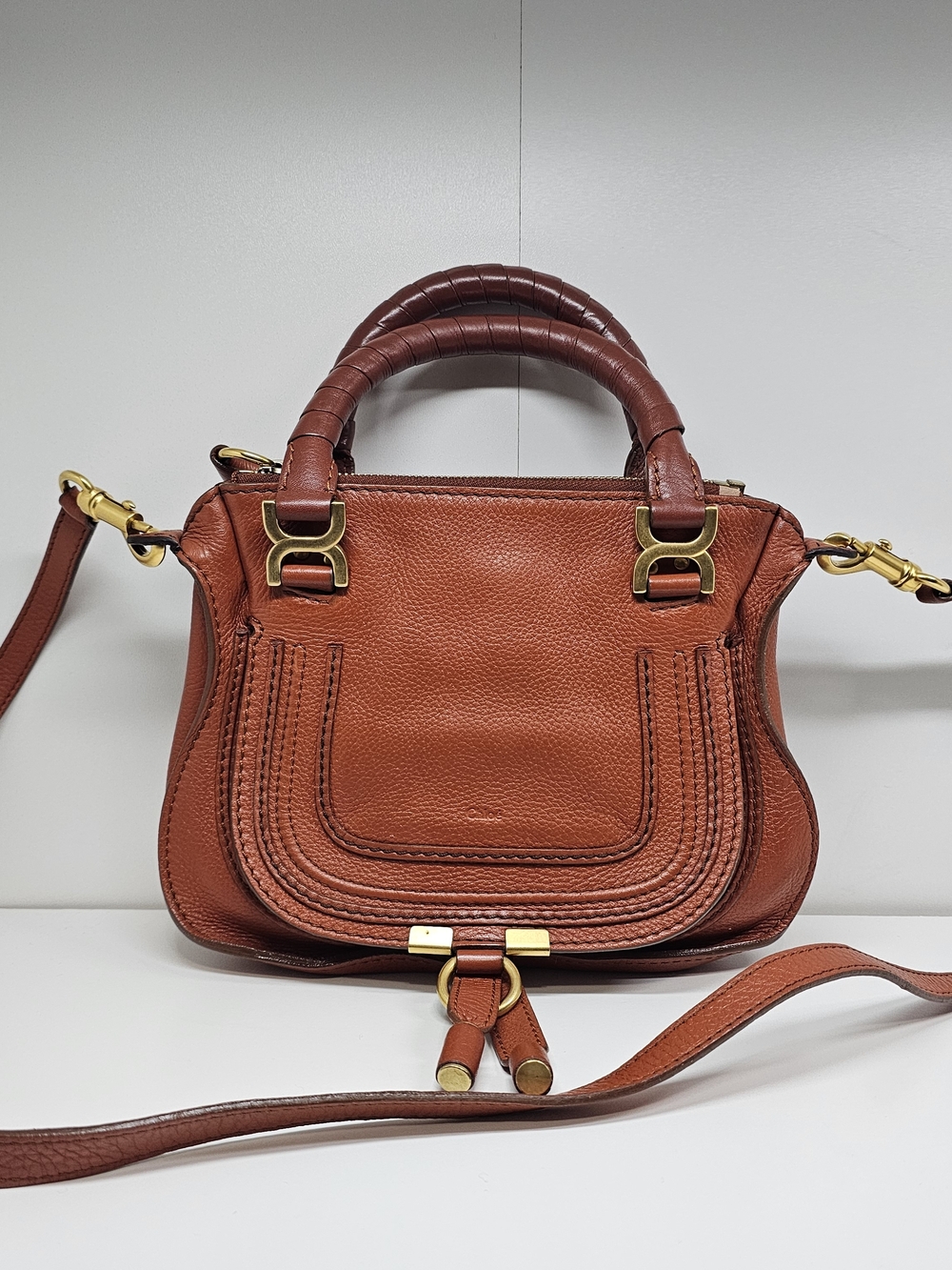 Chloe Small Satchel in Rust Orange Brown